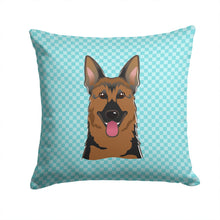 Load image into Gallery viewer, Checkerboard Blue German Shepherd Canvas Throw Pillow - 14x14 Decorative Pillow – Art for Your Home &amp; Patio BB1149PW1414