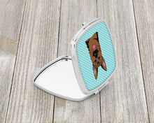 Load image into Gallery viewer, Checkerboard Blue German Shepherd Compact Mirror – Stylish Purse Mirror with Artistic Covers BB1149SCM