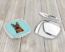 Load image into Gallery viewer, Checkerboard Blue German Shepherd Compact Mirror – Stylish Purse Mirror with Artistic Covers BB1149SCM