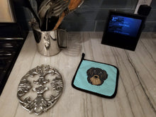 Load image into Gallery viewer, Checkerboard Blue Longhair Black and Tan Dachshund Pot Holders - Set of 2 - Heat-Resistant Kitchen Essentials BB1151PTHD