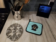 Load image into Gallery viewer, Checkerboard Blue Smooth Black and Tan Dachshund Pot Holders - Set of 2 - Heat-Resistant Kitchen Essentials BB1153PTHD