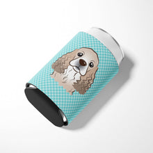 Load image into Gallery viewer, Checkerboard Blue Cocker Spaniel Can or Bottle Hugger BB1154CC