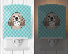 Load image into Gallery viewer, Checkerboard Blue Cocker Spaniel Ceramic Night Light BB1154CNL