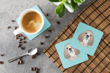 Load image into Gallery viewer, Checkerboard Blue Cocker Spaniel Coasters - Set of 4 Lightweight Foam, Absorbent Drink Coasters BB1154FC