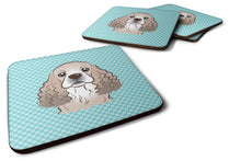 Load image into Gallery viewer, Checkerboard Blue Cocker Spaniel Coasters - Set of 4 Lightweight Foam, Absorbent Drink Coasters BB1154FC