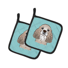 Load image into Gallery viewer, Checkerboard Blue Cocker Spaniel Pot Holders - Set of 2 - Heat-Resistant Kitchen Essentials BB1154PTHD