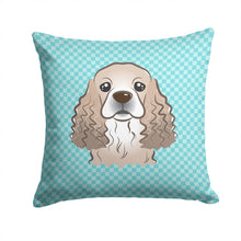 Load image into Gallery viewer, Checkerboard Blue Cocker Spaniel Canvas Throw Pillow - 14x14 Decorative Pillow – Art for Your Home &amp; Patio BB1154PW1414