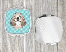 Load image into Gallery viewer, Checkerboard Blue Cocker Spaniel Compact Mirror – Stylish Purse Mirror with Artistic Covers BB1154SCM