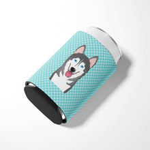 Load image into Gallery viewer, Checkerboard Blue Alaskan Malamute Can or Bottle Hugger BB1156CC