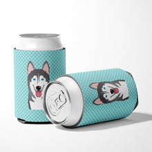 Load image into Gallery viewer, Checkerboard Blue Alaskan Malamute Can or Bottle Hugger BB1156CC