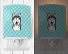 Load image into Gallery viewer, Checkerboard Blue Alaskan Malamute Ceramic Night Light BB1156CNL