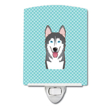 Load image into Gallery viewer, Checkerboard Blue Alaskan Malamute Ceramic Night Light BB1156CNL
