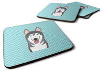 Load image into Gallery viewer, Checkerboard Blue Alaskan Malamute Coasters - Set of 4 Lightweight Foam, Absorbent Drink Coasters BB1156FC
