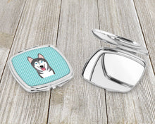 Load image into Gallery viewer, Checkerboard Blue Alaskan Malamute Compact Mirror – Stylish Purse Mirror with Artistic Covers BB1156SCM