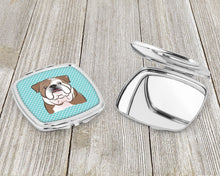 Load image into Gallery viewer, Checkerboard Blue English Bulldog  Compact Mirror – Stylish Purse Mirror with Artistic Covers BB1157SCM
