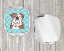 Load image into Gallery viewer, Checkerboard Blue English Bulldog  Compact Mirror – Stylish Purse Mirror with Artistic Covers BB1157SCM