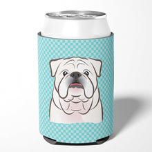 Load image into Gallery viewer, Checkerboard Blue White English Bulldog  Can or Bottle Hugger BB1158CC