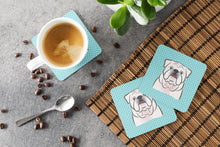 Load image into Gallery viewer, Checkerboard Blue White English Bulldog  Coasters - Set of 4 Lightweight Foam, Absorbent Drink Coasters BB1158FC