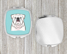 Load image into Gallery viewer, Checkerboard Blue White English Bulldog  Compact Mirror – Stylish Purse Mirror with Artistic Covers BB1158SCM