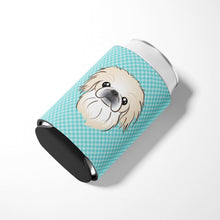 Load image into Gallery viewer, Checkerboard Blue Pekingese Can or Bottle Hugger BB1159CC