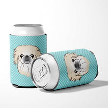 Load image into Gallery viewer, Checkerboard Blue Pekingese Can or Bottle Hugger BB1159CC