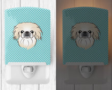 Load image into Gallery viewer, Checkerboard Blue Pekingese Ceramic Night Light BB1159CNL