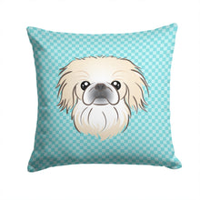 Load image into Gallery viewer, Checkerboard Blue Pekingese Canvas Throw Pillow - 14x14 Decorative Pillow – Art for Your Home &amp; Patio BB1159PW1414
