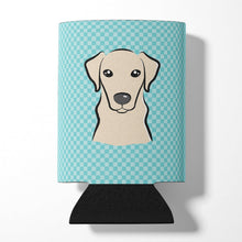 Load image into Gallery viewer, Checkerboard Blue Yellow Labrador Can or Bottle Hugger BB1160CC