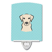 Load image into Gallery viewer, Checkerboard Blue Yellow Labrador Ceramic Night Light BB1160CNL