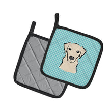Load image into Gallery viewer, Checkerboard Blue Yellow Labrador Pot Holders - Set of 2 - Heat-Resistant Kitchen Essentials BB1160PTHD