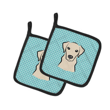 Load image into Gallery viewer, Checkerboard Blue Yellow Labrador Pot Holders - Set of 2 - Heat-Resistant Kitchen Essentials BB1160PTHD