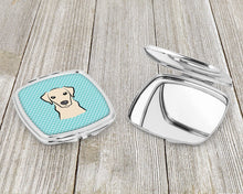 Load image into Gallery viewer, Checkerboard Blue Yellow Labrador Compact Mirror – Stylish Purse Mirror with Artistic Covers BB1160SCM