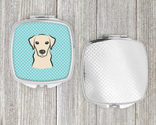 Load image into Gallery viewer, Checkerboard Blue Yellow Labrador Compact Mirror – Stylish Purse Mirror with Artistic Covers BB1160SCM