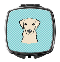 Load image into Gallery viewer, Checkerboard Blue Yellow Labrador Compact Mirror – Stylish Purse Mirror with Artistic Covers BB1160SCM