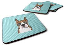 Load image into Gallery viewer, Checkerboard Blue Boxer Coasters - Set of 4 Lightweight Foam, Absorbent Drink Coasters BB1161FC