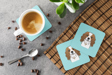 Load image into Gallery viewer, Checkerboard Blue Cavalier Spaniel Coasters - Set of 4 Lightweight Foam, Absorbent Drink Coasters BB1162FC