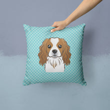 Load image into Gallery viewer, Checkerboard Blue Cavalier Spaniel Canvas Throw Pillow - 14x14 Decorative Pillow – Art for Your Home &amp; Patio BB1162PW1414