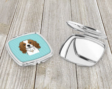 Load image into Gallery viewer, Checkerboard Blue Cavalier Spaniel Compact Mirror – Stylish Purse Mirror with Artistic Covers BB1162SCM