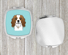 Load image into Gallery viewer, Checkerboard Blue Cavalier Spaniel Compact Mirror – Stylish Purse Mirror with Artistic Covers BB1162SCM