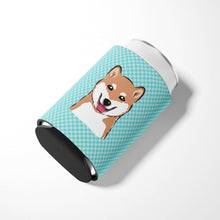 Load image into Gallery viewer, Checkerboard Blue Shiba Inu Can or Bottle Hugger BB1163CC