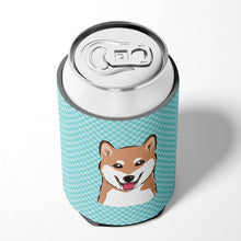 Load image into Gallery viewer, Checkerboard Blue Shiba Inu Can or Bottle Hugger BB1163CC