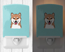Load image into Gallery viewer, Checkerboard Blue Shiba Inu Ceramic Night Light BB1163CNL
