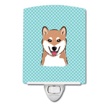 Load image into Gallery viewer, Checkerboard Blue Shiba Inu Ceramic Night Light BB1163CNL