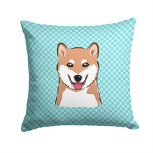 Load image into Gallery viewer, Checkerboard Blue Shiba Inu Canvas Throw Pillow - 14x14 Decorative Pillow – Art for Your Home &amp; Patio BB1163PW1414