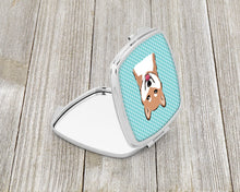 Load image into Gallery viewer, Checkerboard Blue Shiba Inu Compact Mirror – Stylish Purse Mirror with Artistic Covers BB1163SCM