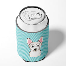 Load image into Gallery viewer, Checkerboard Blue Westie Can or Bottle Hugger BB1164CC