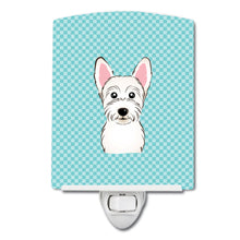 Load image into Gallery viewer, Checkerboard Blue Westie Ceramic Night Light BB1164CNL