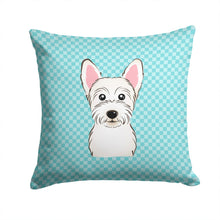 Load image into Gallery viewer, Checkerboard Blue Westie Canvas Throw Pillow - 14x14 Decorative Pillow – Art for Your Home &amp; Patio BB1164PW1414