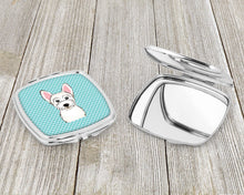 Load image into Gallery viewer, Checkerboard Blue Westie Compact Mirror – Stylish Purse Mirror with Artistic Covers BB1164SCM