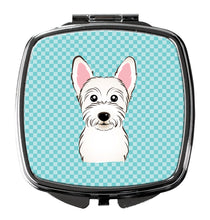 Load image into Gallery viewer, Checkerboard Blue Westie Compact Mirror – Stylish Purse Mirror with Artistic Covers BB1164SCM